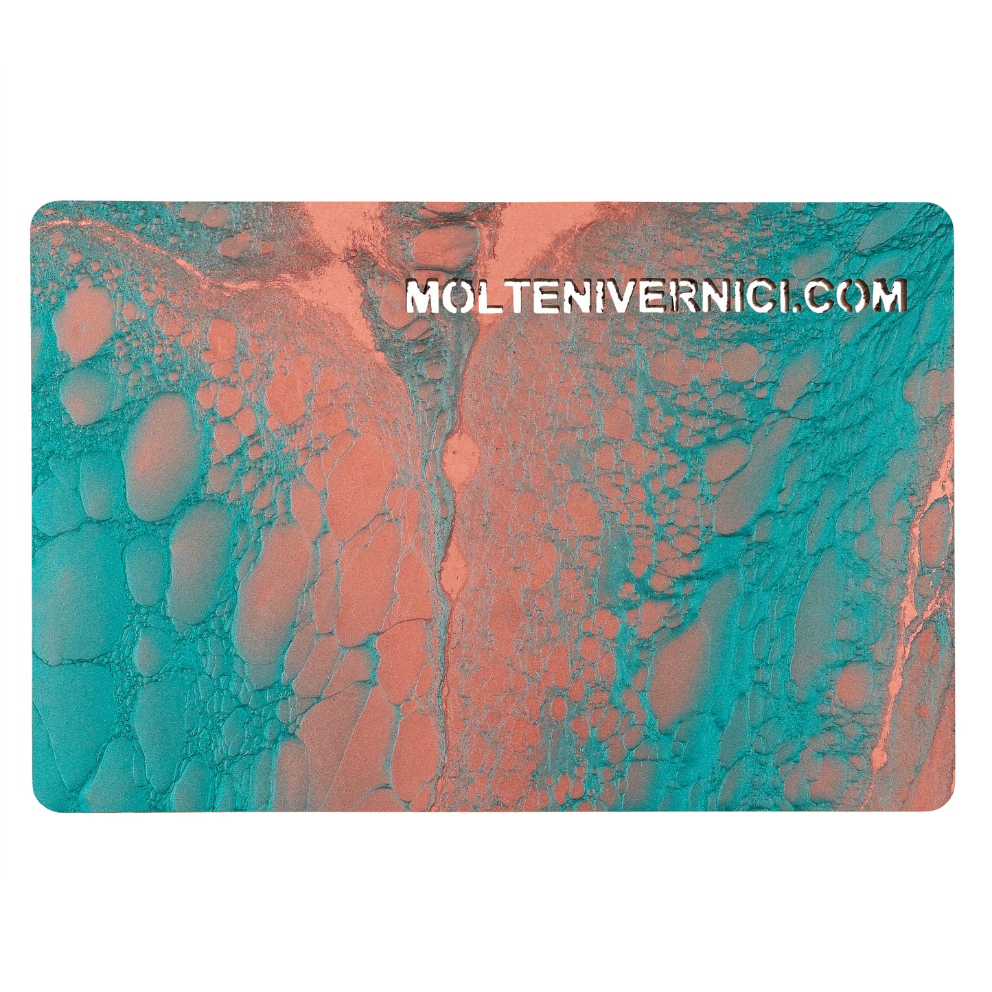 Variante colore WUNDAA™ CROCODILE SKIN con finitura effetto ceramica liquida turchese e corallo ossidato - Molteni Vernici
