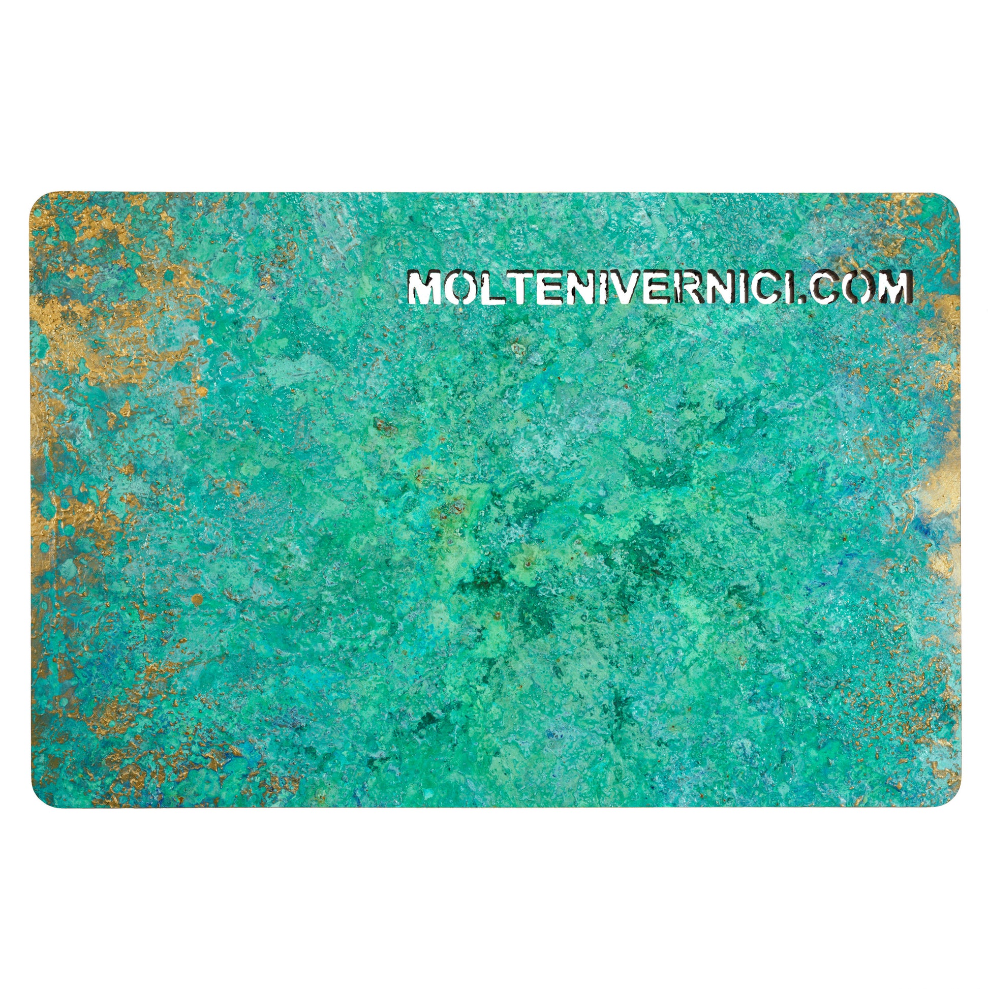 Variante colore Greenox con effetto verderame ossidato, finitura metallica e texture irregolare - Molteni Vernici