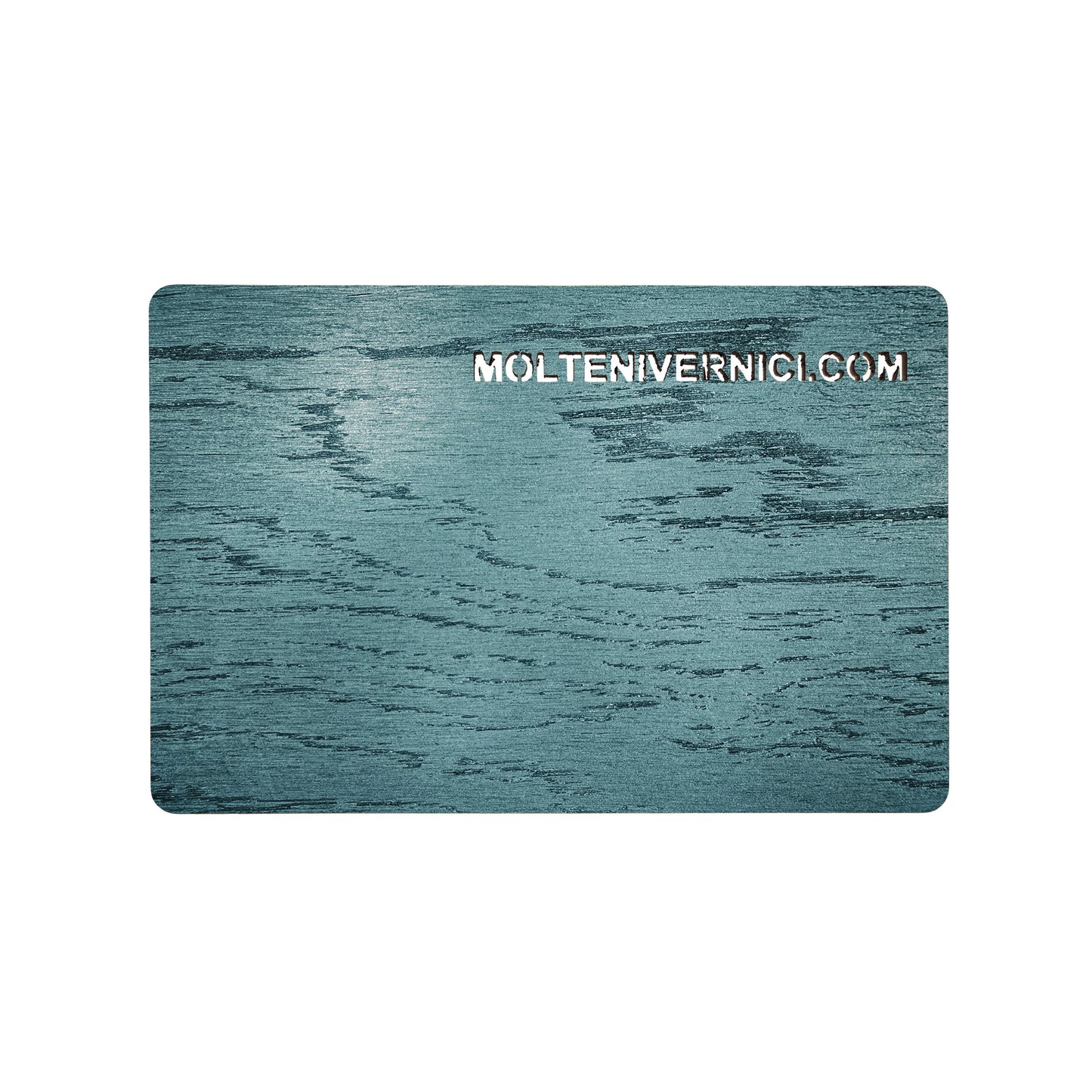 Variante colore Never Wood Blu Sorrento WP.26357, finitura metallica spazzolata blu-verde per essenze - Molteni Vernici