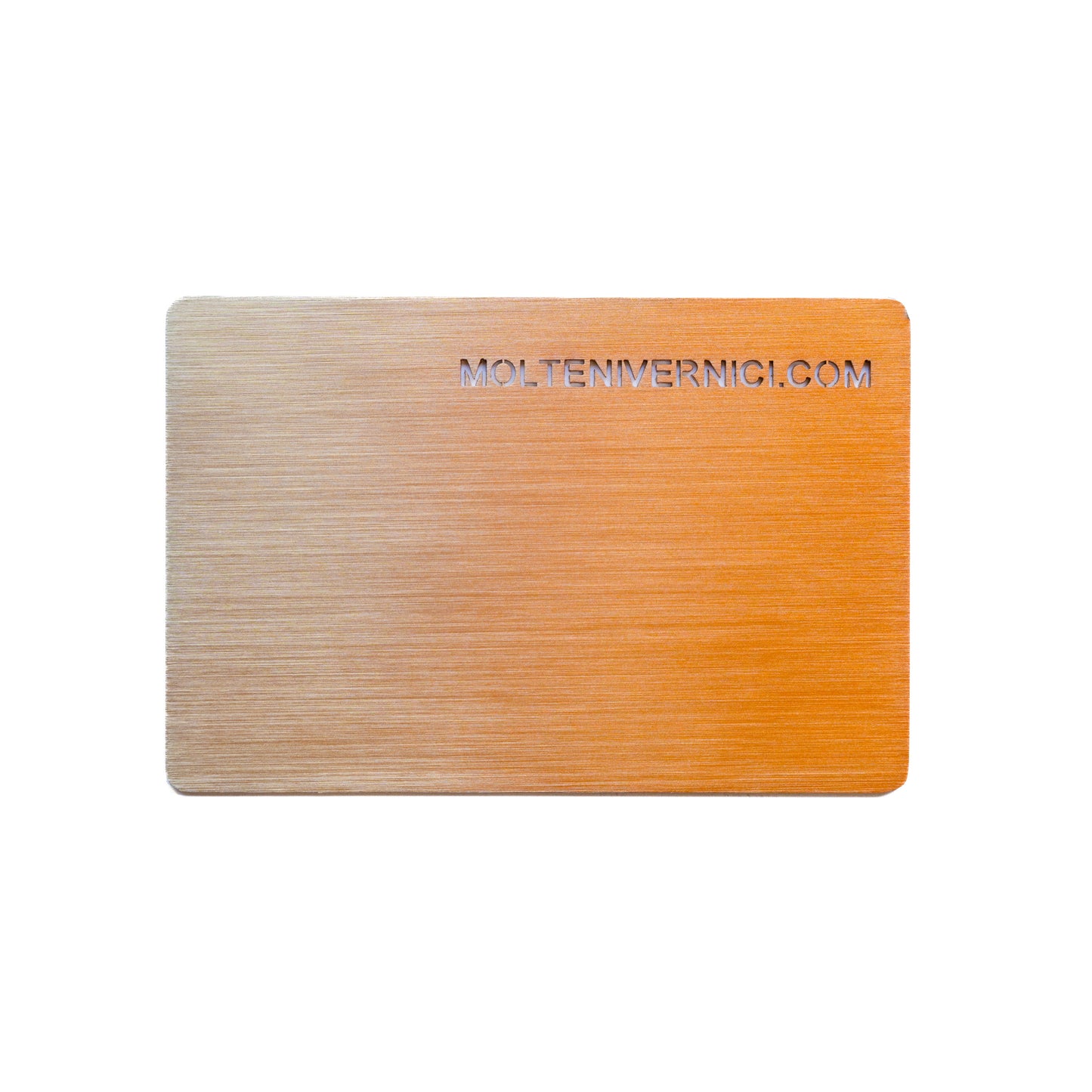 Variante colore Never Flame Argenta con finitura metallico spazzolato sfumato da beige a arancione - Molteni Vernici