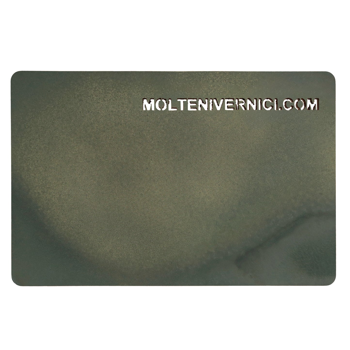 Variante colore Materico Olive: finitura effetto acidatura metalli opaca grigio-verde da Molteni Vernici