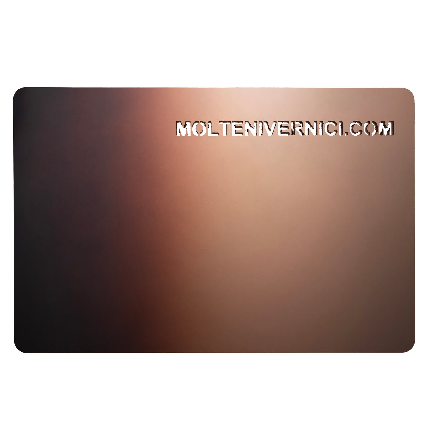 Variante colore Never Echo Rubicanto - finitura metallico bruciato con sfumatura ramata, effetto ossidato - Molteni Vernici