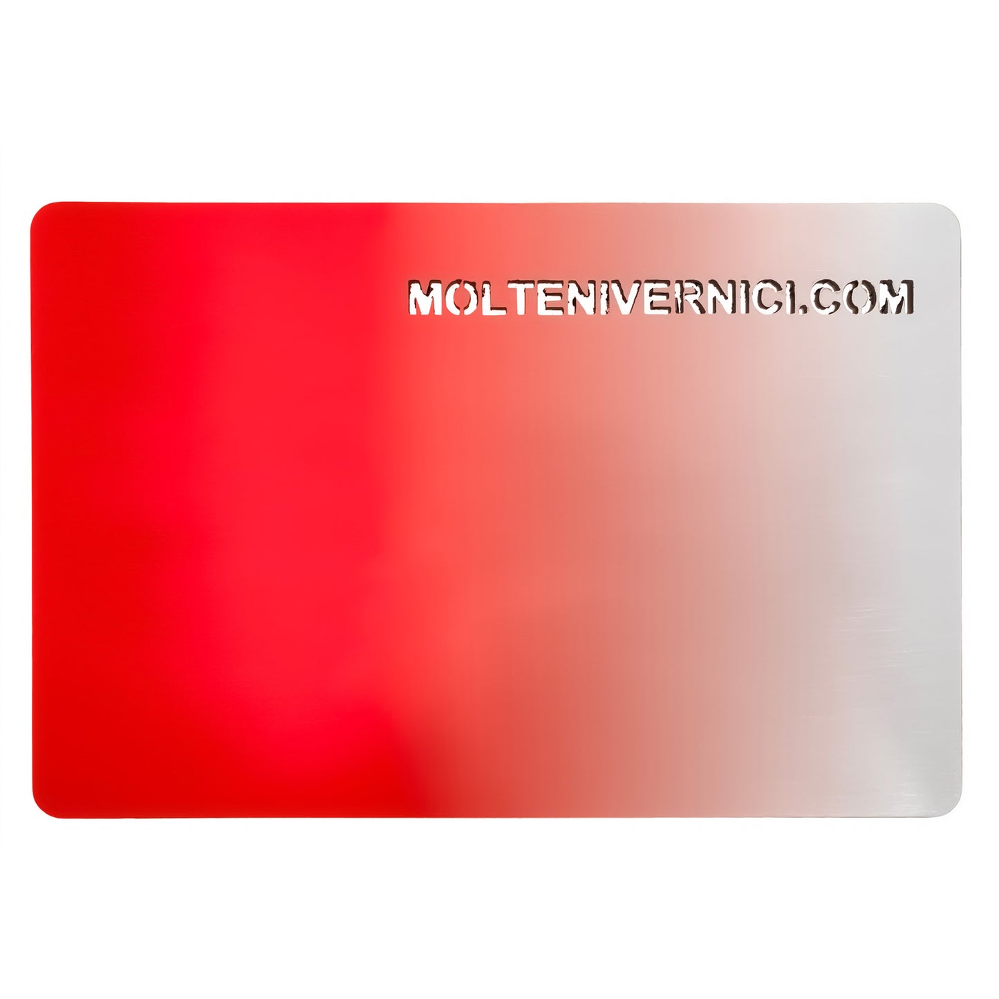 Variante colore NANOFLAME LAVARED con effetto fiammata degradé rosso-argento metallico lucido Molteni Vernici
